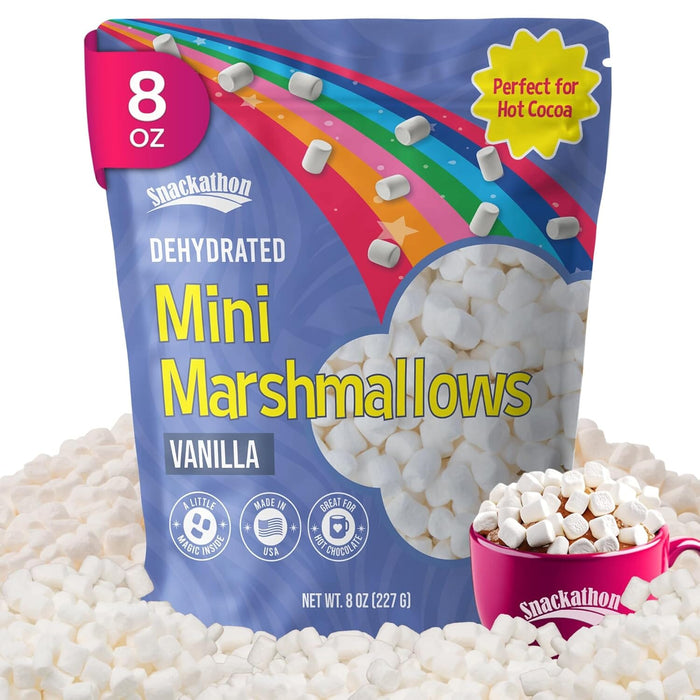Snackathon Vanilla Mini Dehydrated Marshmallows – Crispy Marshmallow Bits for Hot Chocolate, Cereal & Baking Snackathon Foods 8 Oz