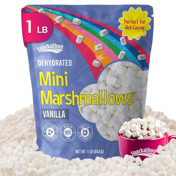 Snackathon Vanilla Mini Dehydrated Marshmallows – Crispy Marshmallow Bits for Hot Chocolate, Cereal & Baking Snackathon Foods 1 Lb