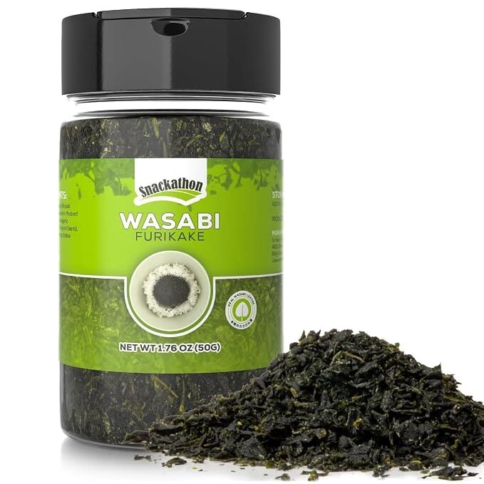 Snackathon Wasabi Furikake Rice Seasoning, 1.76 oz Jar, Real Wasabi Leaves | Sharp & Umami Wasabi Flavor, Japanese Furikake Toppings For Fried Rice, Ramen, Onigiri Rice Balls & More East and Else Furikake 1.76 Ounce