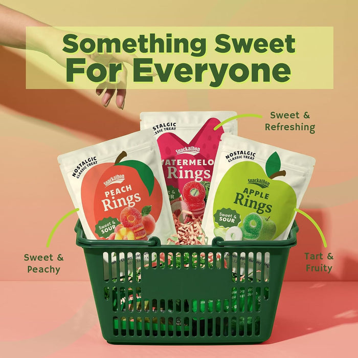 Snackathon Watermelon Rings Gummy Candy, Soft & Chewy Pink Gummies Snackathon