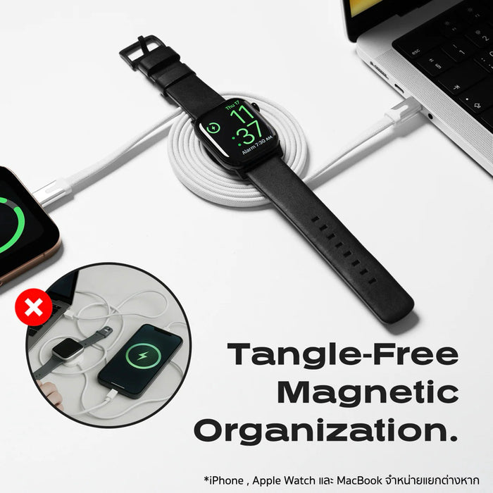 สายชาร์จ Statik MagStack Duo Apple Watch และ USB-C to USB-C ความยาว 1.5 เมตร สีขาว