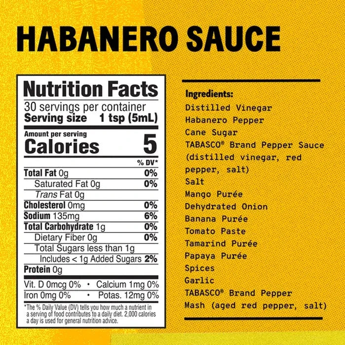Tabasco Habanero Pepper Sauce, 5 Fluid Ounce TABASCO