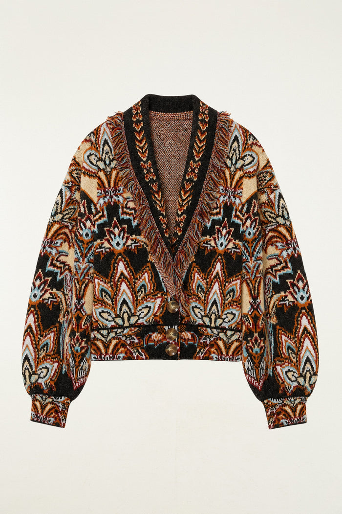 Tapestry Dream Fringe Knit Cardigan