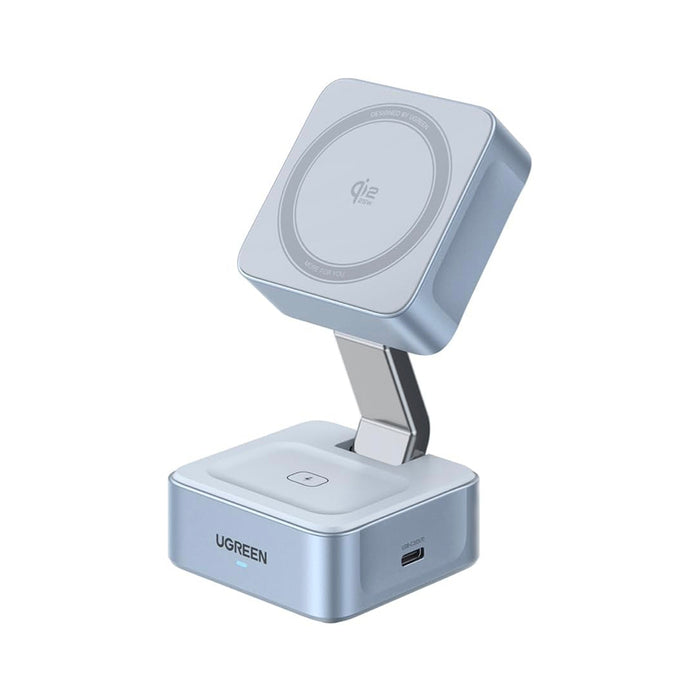 UGREEN 2-in-1 25W Magnetic Wireless Charger MagFlow Qi2.2 ชาร์จไร้สายเร็ว 25W รองรับ iPhone และ AirPods พร้อมแม่เหล็กแรง พับเก็บได้ ใช้งานสะดวก