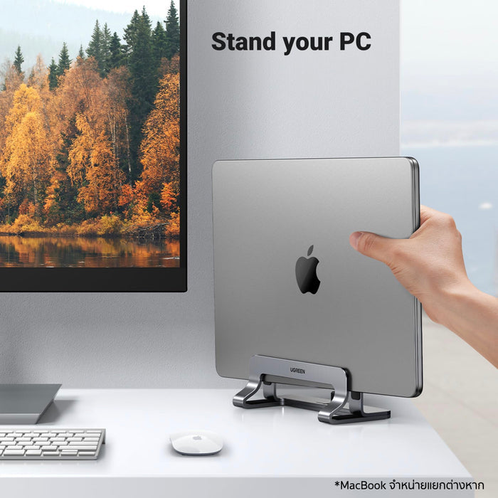 UGREEN Laptop Vertical Stand ขาตั้งโน้ตบุ๊กแนวตั้งอะลูมิเนียม ประหยัดพื้นที่ ปรับความกว้างได้ รองรับ MacBook, HP, Dell และโน้ตบุ๊ก 17.3 นิ้ว
