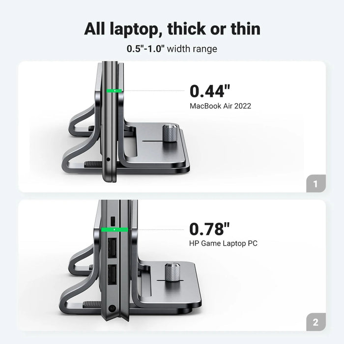 UGREEN Laptop Vertical Stand ขาตั้งโน้ตบุ๊กแนวตั้งอะลูมิเนียม ประหยัดพื้นที่ ปรับความกว้างได้ รองรับ MacBook, HP, Dell และโน้ตบุ๊ก 17.3 นิ้ว