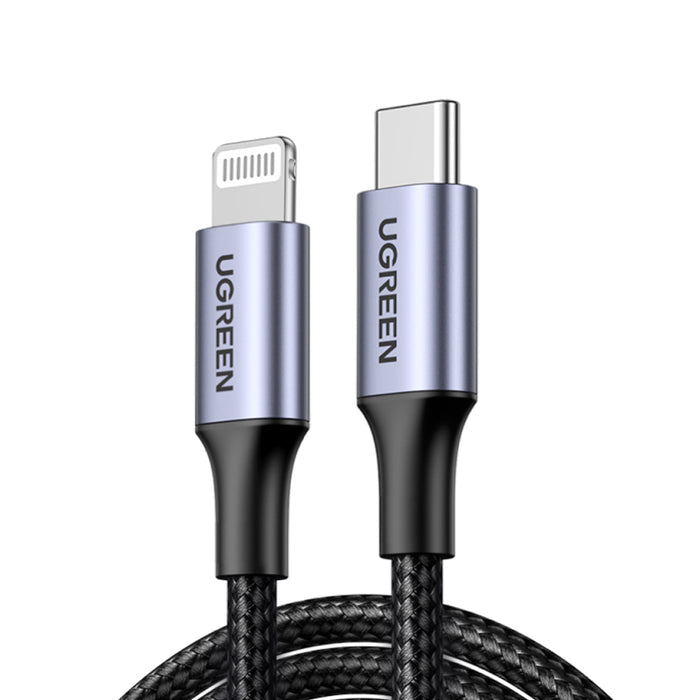 สายชาร์จ UGREEN Lightning to USB-C 3A 2 เมตร - Alu Gray Nylon