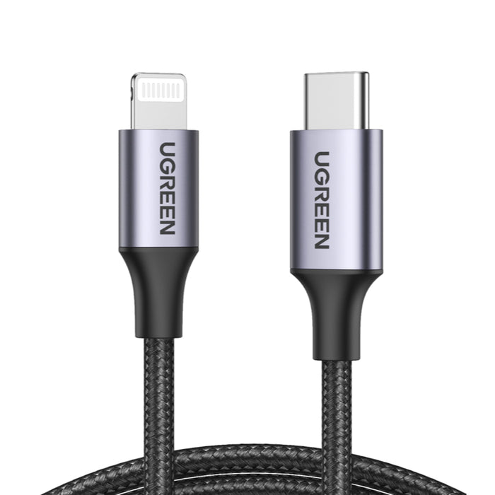 สายชาร์จ UGREEN Lightning to USB-C 3A 2 เมตร - Alu Gray Nylon