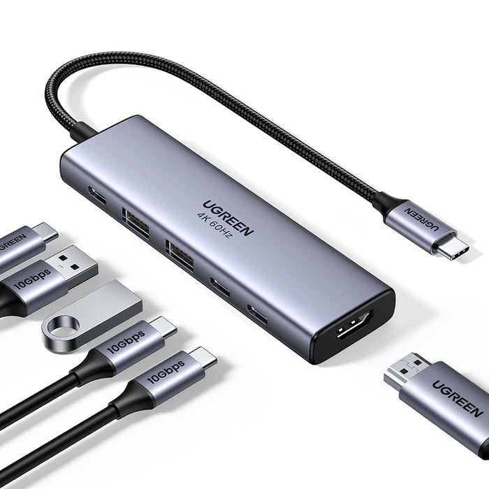 UGREEN USB-C Hub รุ่น 35999 รองรับ HDMI 4K@60Hz, USB-A/C 3.2 และ PD Charging พร้อมความเร็วสูงสุด 10Gbps ขนาดกะทัดรัด ใช้งานง่าย