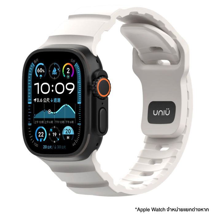 สาย UNIU Titan Strap สำหรับ Apple Watch ดีไซน์สาย FKM Fluororubber ระบายอากาศได้ ใส่สบาย เหมาะกับสายลุยและผิวแพ้ง่าย