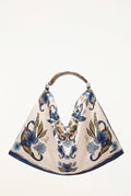 FARM Rio model wearing the Velvet Wood Handle Large Scarf Bag